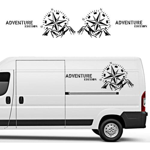 4PCS compass Car sticker mountain adventure edition stripe DIY graphic decals VW T5 T6 fiat Ducato car accessories
