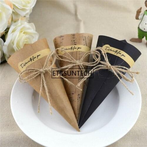500pcs Kraft Paper Flower Cone Wedding Favors Gifts Wrap DIY Hand Flower Cone Gift Feastival Decoration