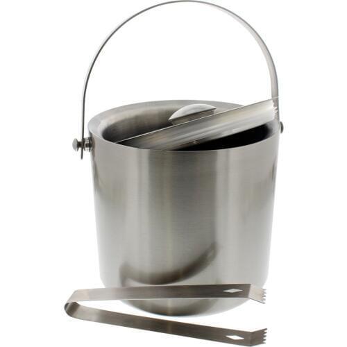 Free Shipping Stainless Steel Ice Bucket With Tongs - Silver Barware Great for parties, weddings, and dinner parties