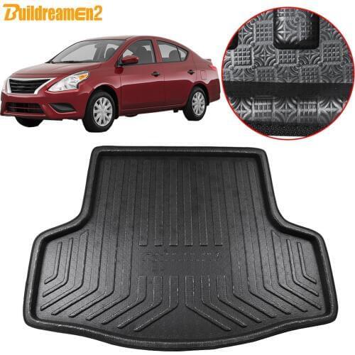 Buildreamen2 For Nissan Versa Almera Sunny Latio Sedan 2012-2018 Car Rear Trunk Mat Boot Tray Liner Floor Cargo Mud Carpet Pad
