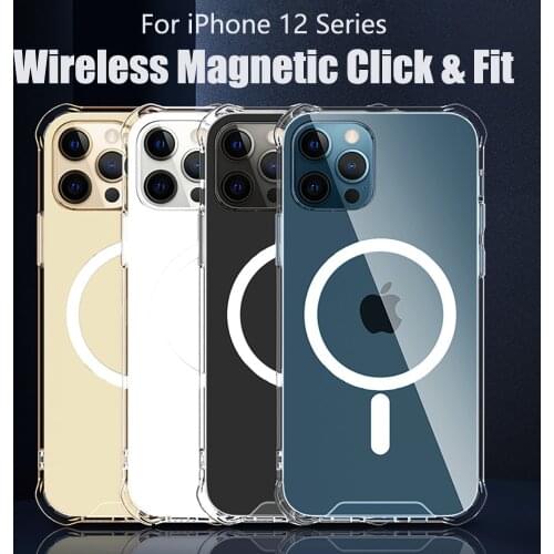 For iPhone 12 Pro Max Case For MagSafe Wireless Magnetic PC+TPU Shockproof Transparent Case Protection Cover For iPhone 11 Pro