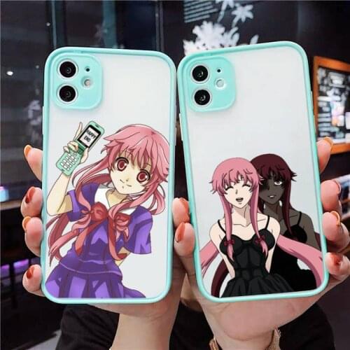 Mirai Nikki Phone Case For iPhone 12 11 Mini Pro XR XS Max 7 8 Plus X Matte transparent blue Back Cover