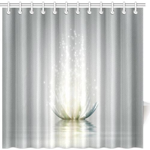 Aplysia Lotus Flower with Ornaments Ethnic Exotic Petals Mehndi Traditional Boho Design Fabric Bathroom Shower Curtains