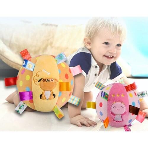 Baby Soft Stuffed Plush Rattle Ball Toy Infant Cartoon Animal Hand Grasp Mobile Toy With Sound Educational HandBell Sensory Toys