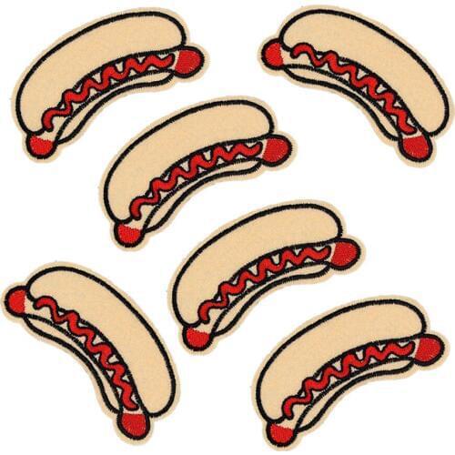 DIY Hot Dog Patches Badge for Clothing Iron Embroidered Patch Applique Iron Sew on Patches Sewing Accessories for Clothes 10Pcs