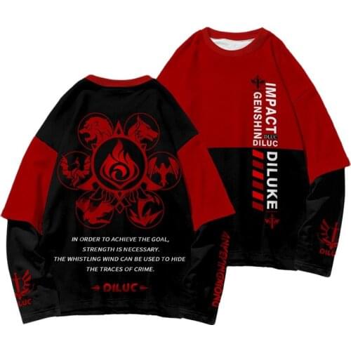 Men Women Printed Long Sleeve T-shirt Spring Autumn Casual Tops Fashion Couple Fake Two Pieces Sweatshirts