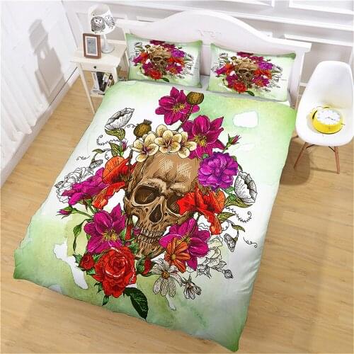 Home Textile Art Skull Womens Printed Down Quilt Cover Bedding and Pillow Case King Bed Double Bed Bedspread Customization