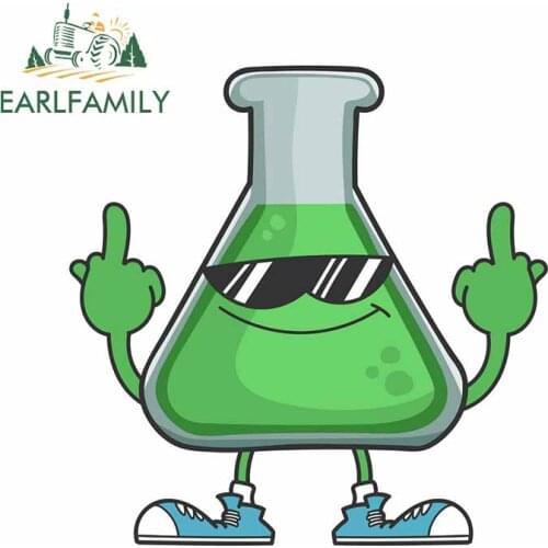 EARLFAMILY 13cm x 12.9cm For Science Test Tube With Middle Finger Creative Car Sticker Surfboard Fine Decal Vinyl Material Decor