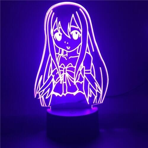 Anime Fairy Tail Lucy Heartfilia Figure Child Led Night Light Lamp Bedoom Bedside Decor Light Lamp Colors Change LED 3D Light