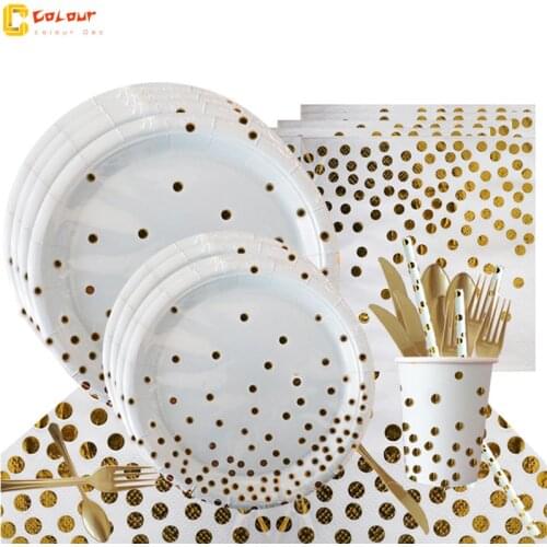 Wholesale 10pcs/lot Hot padded white Gold Paper Towel Napkin cup plate spoon Fork Party Tissue Birthday Wedding Decoration
