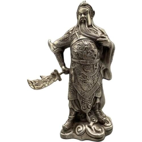 Chinese Old Tibet Silver Carving Guan Yu