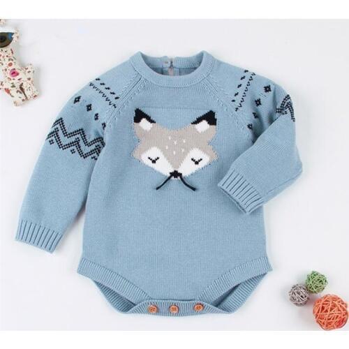 Newborn Baby Clothes Knitted Baby Romper Cartoon 100% Cotton Infant Baby Jumpsuit Long Sleeve Baby Boys Romper Jumpsuit Onesie