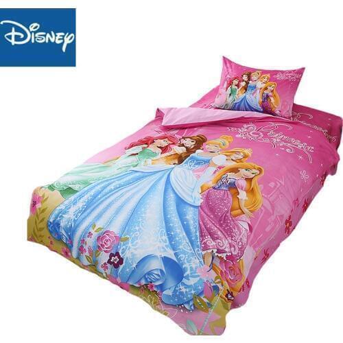Single size princess bedding set for girls bed decor twin duvet covers flat sheet 4pcs free shipping cartoon pink birthday gifts