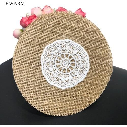 20pcs Country Wedding Round Handmade Lace Fabric Linen Sheet Peritoneum Diy Christmas Party Baby Shower Waterproof Retro Deco