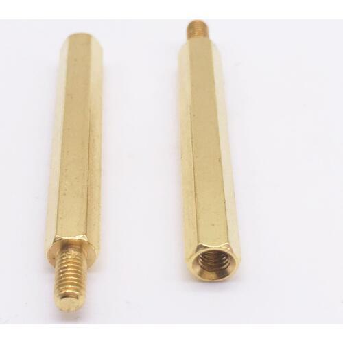 M3x44+6 Spacer Screws M3 Hex Standoff Nuts Male to Female Brass Golden Pack 100