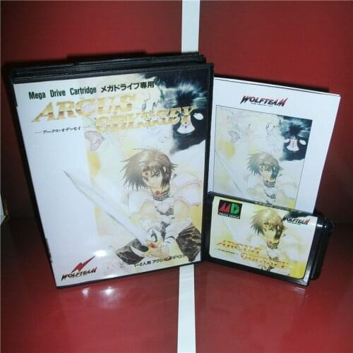 MD games card - Arcus Odyssey Japan Cover with Box and Manual for MD MegaDrive Genesis Video Game Console 16 bit MD card