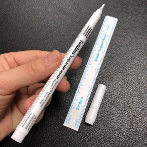 Microblading Tattoo Skin Marker Pen for Professional Eyebrow Lip Permanent Makeup Tattoo Position Measure Marker Pen with Ruler