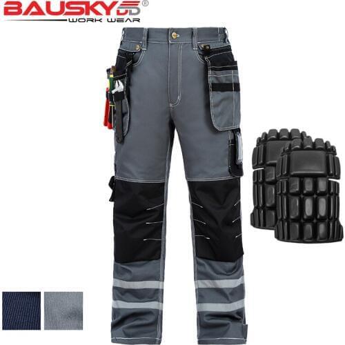 Overalls men workwear multi pocket pants reflective pants men safety pants men cotton pants for work