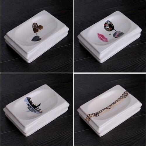 Soap box Soap dish Portable soap box Rectangular ceramic non punching soap box Soap box soap holder Bathroom drain soap box
