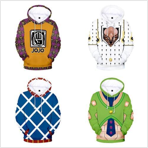 2020 Unisex Hoodie New JOJO Bizarre Adventure Pullover Sweatshirt Hoodies JOJO Cosplay Harajuku Hooded Sweatshirts Tracksuits