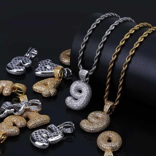 2018 HIP HOP MENS number pendant necklace Micro pave bling cz NUMBER 0-9 ICED out bling boy hiphop jewelry new arrive