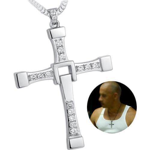 Fast And Furious Dominic Toretto 925 Sterling Silver Cross Necklace Pendant Women Men Silver Jewelry Couple Lovers Gifts