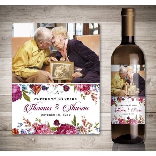 Personalize Photo Wedding Anniversary Wine Label, Wine Bottle Label, Custom Anniversary Wine Label, Special Wine Bottle Stickers