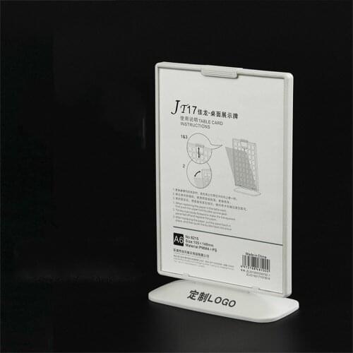 Plastic Menu Card Table Display Holder l / t Type White Black Advertising Poster Sign Rack for Restaurant Hotel