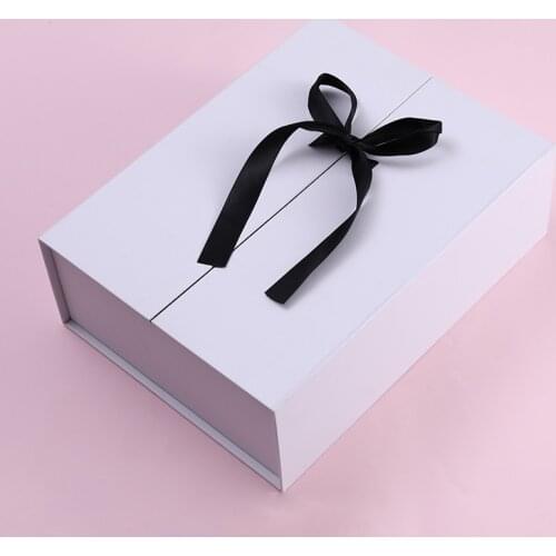 Valentines Day Bow Gift box Rectangular ribbon double flap gift creative Christmas Wedding pink bow romantic packaging