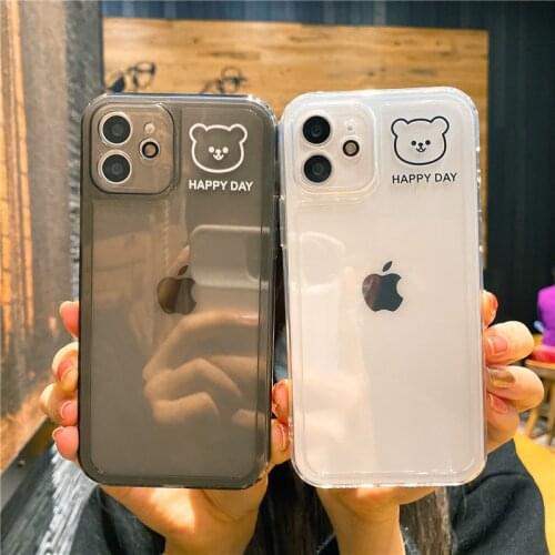 For iPhone 7 case 8 Plus Transparent Bear Cute And Simple For 12 Mini Mobile Phone Shell 11 Pro Max XR XS