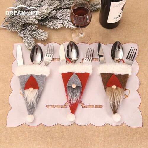 Christmas Ornaments Cutlery Cover Merry Christmas Decorations for Home Christmas Gifts Navidad 2021 New Years Decor Noel Natal