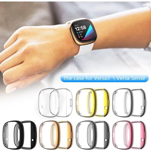 TPU Full Screen Protector Cover Case For Fitbit Versa 3 / Sense Smart Watch Bumper Shell Cases For Fitbit Versa3/Sense