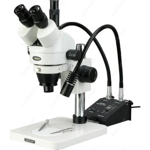Trinocular Microscope--AmScope Supplies3.5X-45X Trinocular Dissecting Zoom Stereo Microscope with Gooseneck LED Lights