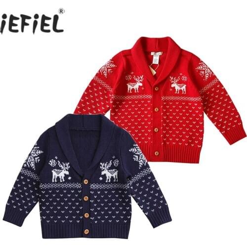 Spring Fashion Girls Christmas Sweater Kid Deer Knitting Cardigan Casual Long Sleeves Winter Warm Sweater Coat Kids Cardigan Top