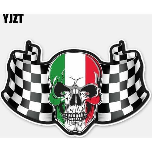 YJZT 15.5CM*9.8CM Creative Flag Italy Skull Head Helmet Motorcycle Car Sticker Decal 6-2781