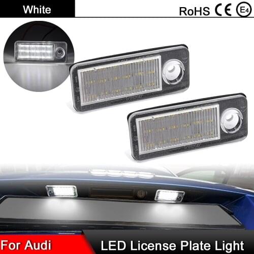 1 Pair For Audi A6 C5/4B Avant/Wagon 1998-2005 RS6/RS6 Plus 2003-2005 White LED License Plate Light Number Plate Lamp