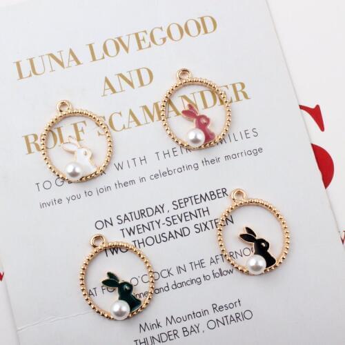 10pcs 22*26MM DIY enamel Alice in wonderland charms rabbit earring bracelet jewelry gold color alloy small bracelet pendant