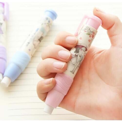 10Pcs New Cute Kawaii Rotary Rubber Eraser Fashion Pen Shape Eraser Creative Kids Gift Korean Stationery