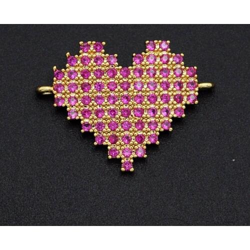 17x23mm CZ Zircon DIY Jewelry Heart Charm Connectors Wholesale OEM Order Accepted Bulk Order Discounts Bracelet Making Connector