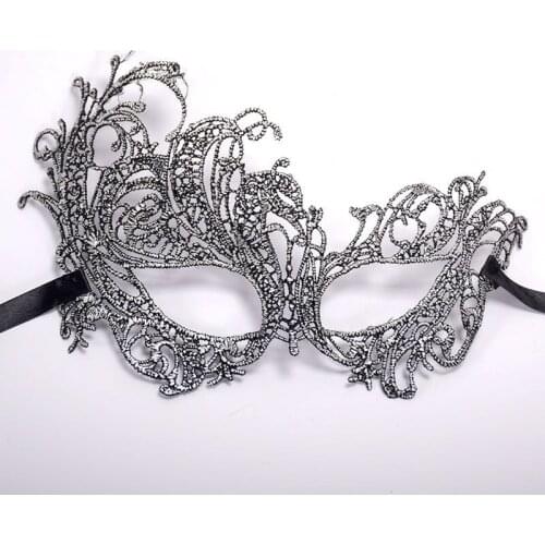 20 Pcs Sexy Lace Masquerade Mask for Venetian Carnival Silver Hot Stamping Ladies New Halloween Prom Cosplay Lace Female Masque