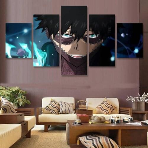 Canvas Prints Japanese Roles 5 Set Anime Poster Home Decor My Hero Academia Painting Wall Art Picture Modular Living Room Frame