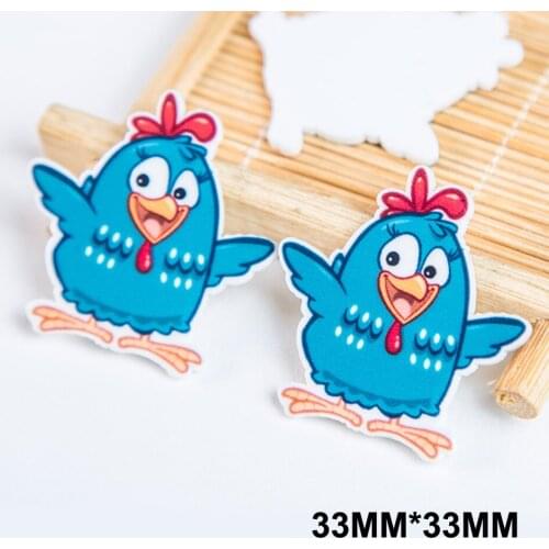 50pcs/lot 33MM Cartoon Rooster Flat Back Resin Cute Little Chicken Planar Resins DIY Craft For Home Decoration Accessories FR-18