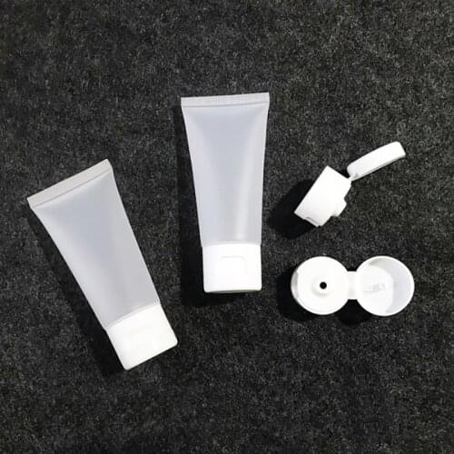 50Pcs 40ml Travel Squeeze Bottles Soft Tube Refillable Plastic Matte Flip Cap Cosmetic Body Lotion Shampoo Squeeze Travel Tubes