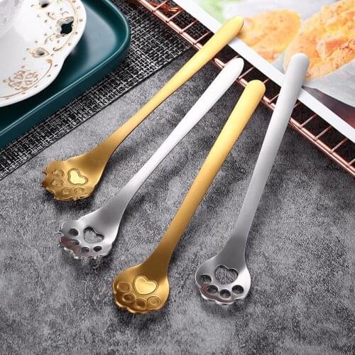 6/12/18/24 Pcs Mini Stir Spoon 304 Stainless Steel Cat/Dog Paw Creative Scoop Spoon Tiny Coffee Tea Spoon Tableware Decoration