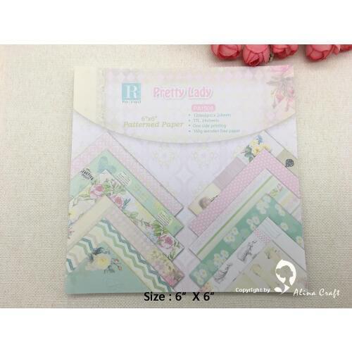 AlinaCraft 24 sheet 6"X6" pretty patterned paper Scrapbooking paper pack handmade craft paper craft Background pad