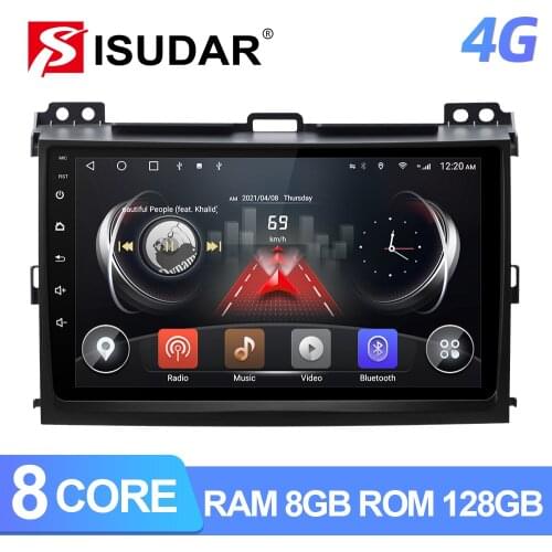 ISUDAR T72 QLED Android 10 Car Radio For TOYOTA/Prado J120 2004-2009 GPS Navigation Multimedia 8 Core RAM 6G 4G Carplay No 2din