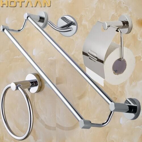 Free shipping Stainless Steel Chrome Bathroom Accessories Set,Towel Ring,Robe hook,Paper Holder,DoubleTowel Bar,4 pcs/set