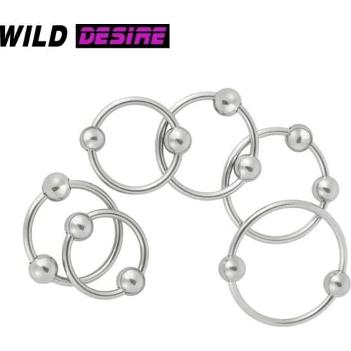 Two beads Metal Penis Rings Stainless Steel Cock Rings Delay Ejaculation Penis Lock For Men BDSM Bondage Sexual Sextoy