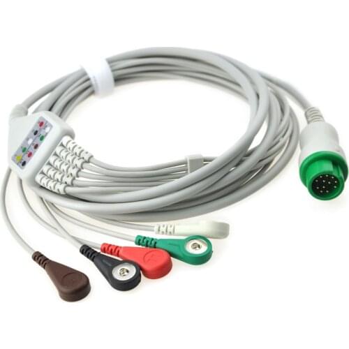 ECG Medical accessories for T5/T8 mindray 5 lead ECG cable,Snap type,AHA