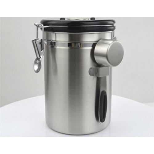 Stainless Steel Airtight Sealed Canister With Spoon Coffee Flour Sugar Container Holder Can Storage Bottles Jars For Coffee Bean
